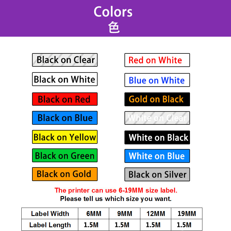 Compatible Standard Adhesive Label Tape Cartridge DYMO 18051 18052 series Printer 6MM 9MM 12MM 19MM Multi Color Label Cassette