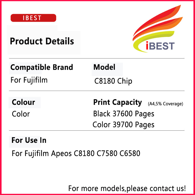 Compatible Toner Chip For Fujifilm C8180 Fujifilm Apeos C7580 C6580 Original Quality Toner Cartridge chip