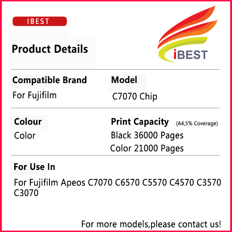 Compatible Toner Chip For Fujifilm C7070 Fujifilm Apeos C6570 C5570 C4570 C3570 C3070 Original Quality Toner Cartridge chip