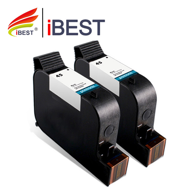 IBEST Compatible Pigment Fast Dry Ink Inkjet Printer Cartridge for HP 45 51645A for Industrial Printing Egg QR Box Printing