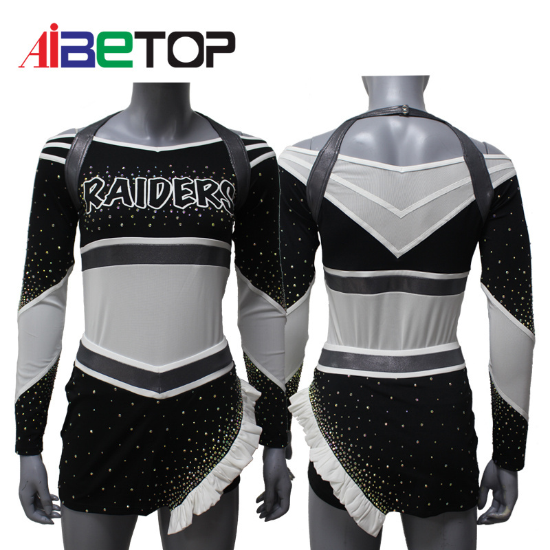 Customized pink gold divided skirt style cheerleading uniforms high quality cheerleading uniforms