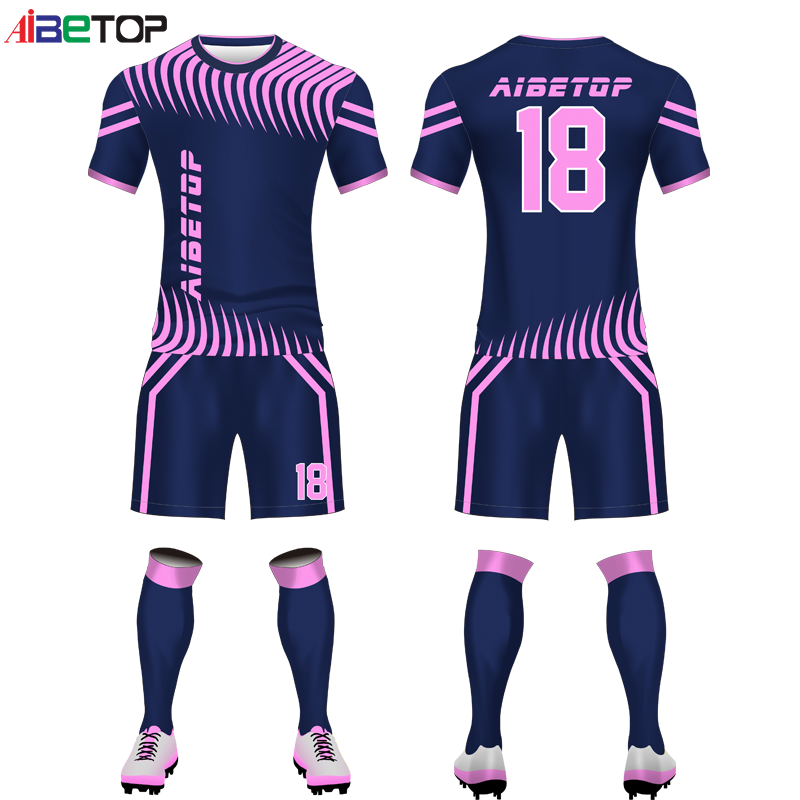 Latest Dark Blue Adult Uniform Soccer Man Football Uniforms With Customized Logo