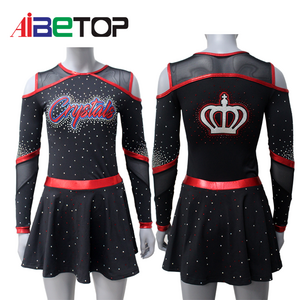 Custom Mesh Cheerleading Uniforms Youth Girls Majorette Uniforms With Ruffled Skirts