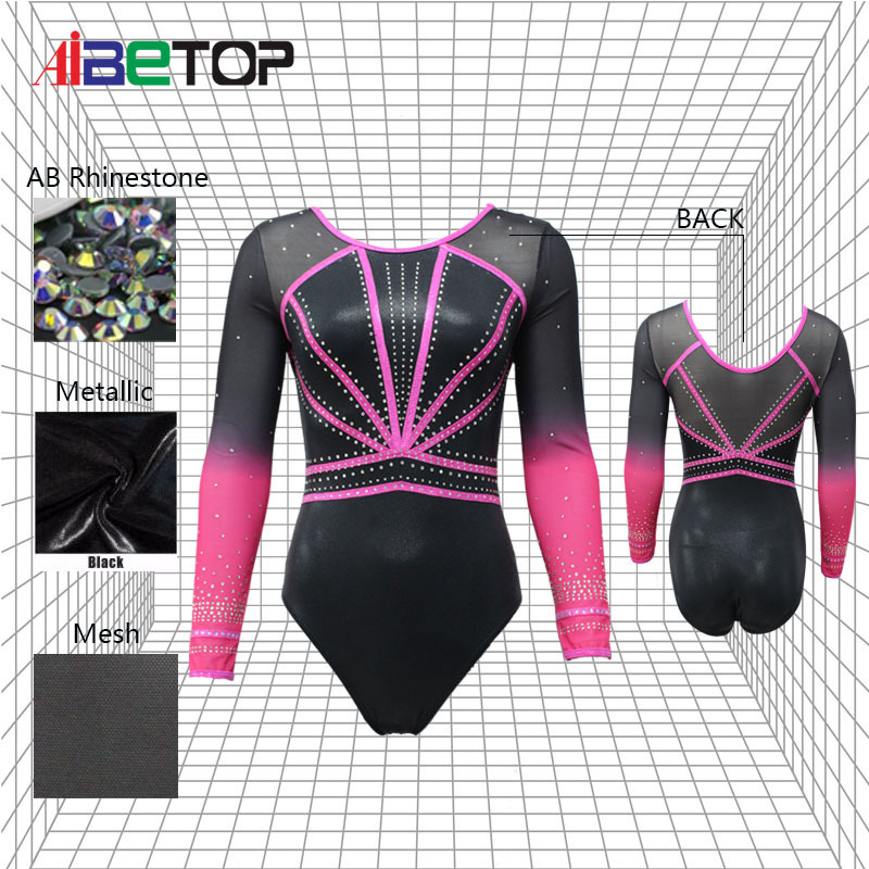 Customized Hot Sale Free Design Sublimation Gymnastic Free Design Dancewear Leotard With Rhinestone For Girls