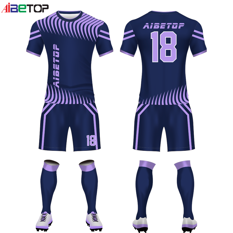 Latest Dark Blue Adult Uniform Soccer Man Football Uniforms With Customized Logo