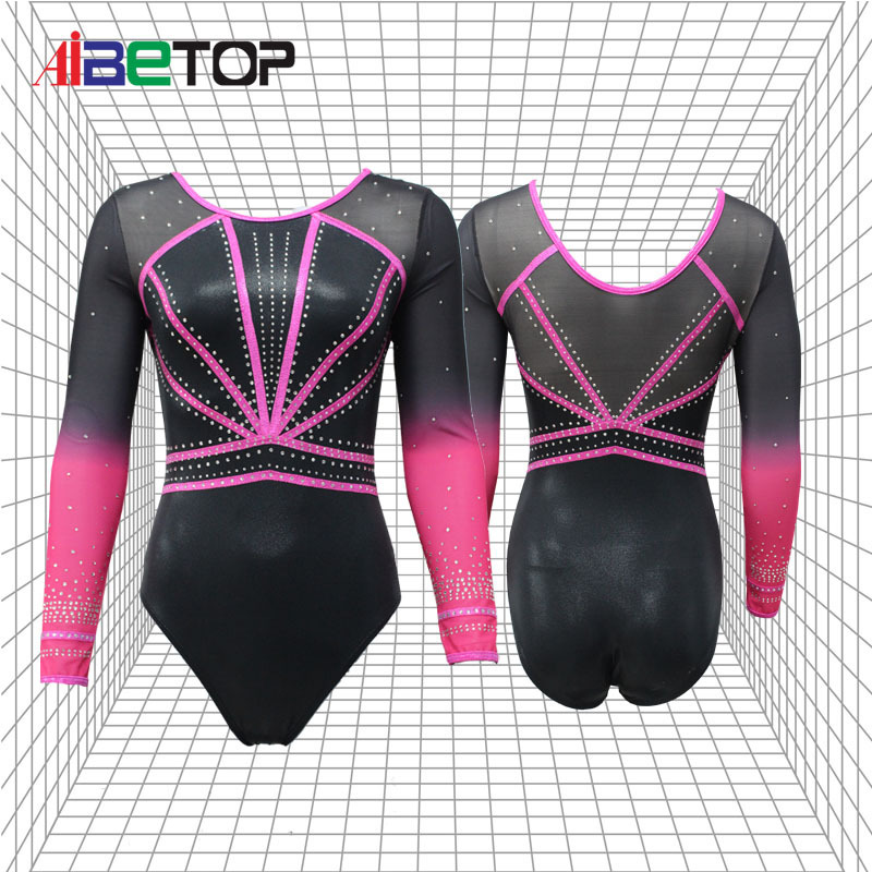 Customized Hot Sale Free Design Sublimation Gymnastic Free Design Dancewear Leotard With Rhinestone For Girls