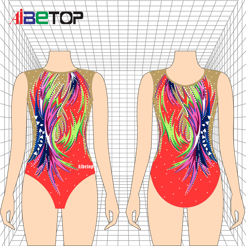 Newest Sleeveless Gymnastics Leotards Custom Rhinestones Competition Dance Leotards