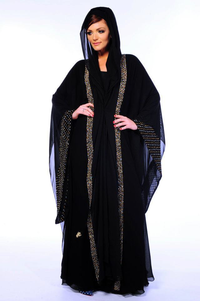 Small Beads Work Black Abaya With Special Nida Fabric