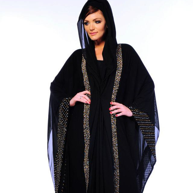 Small Beads Work Black Abaya With Special Nida Fabric