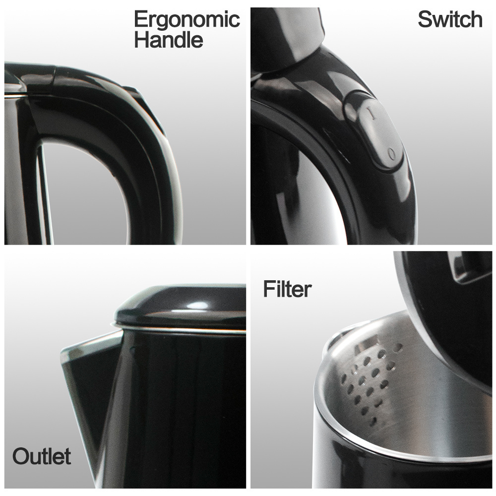 Wholesale Black Steel 0.6 Litre Welcome Tea Electric Kettle With Tray Set For Hotel