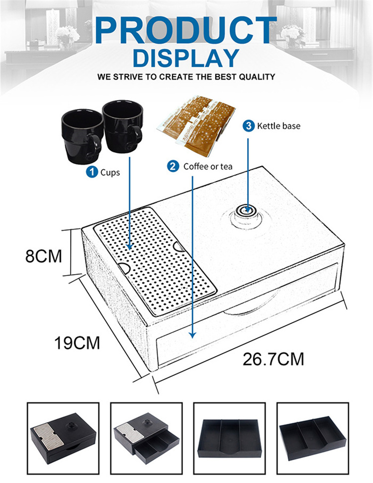 Honeyson Hotel Welcome Tray Tea Tray Set With 0.6L 304 Stainless Steel Kettle M-H1263 Low Wattage Electric Kettles Welcome Tray