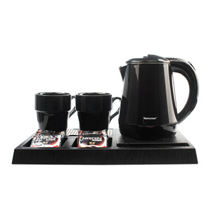 Wholesale Black Steel 0.6 Litre Welcome Tea Electric Kettle With Tray Set For Hotel