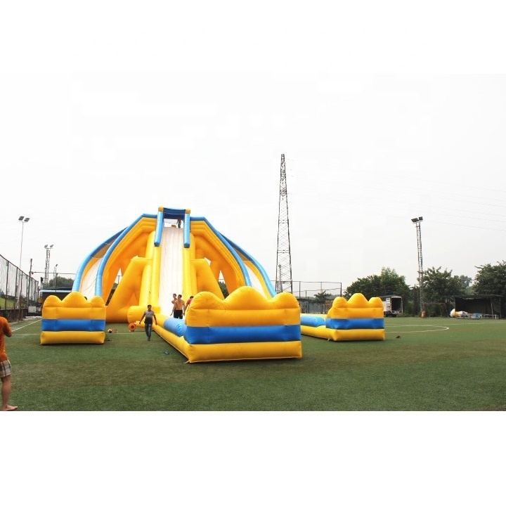 Commercial huge adult three lane hippo water slide inflatable trippo slide for sale