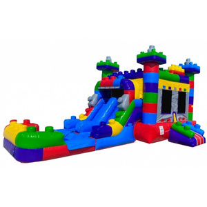 Commercial Inflatable Legoing Bounce House Inflatable Mega Blocks Combo with  Pool