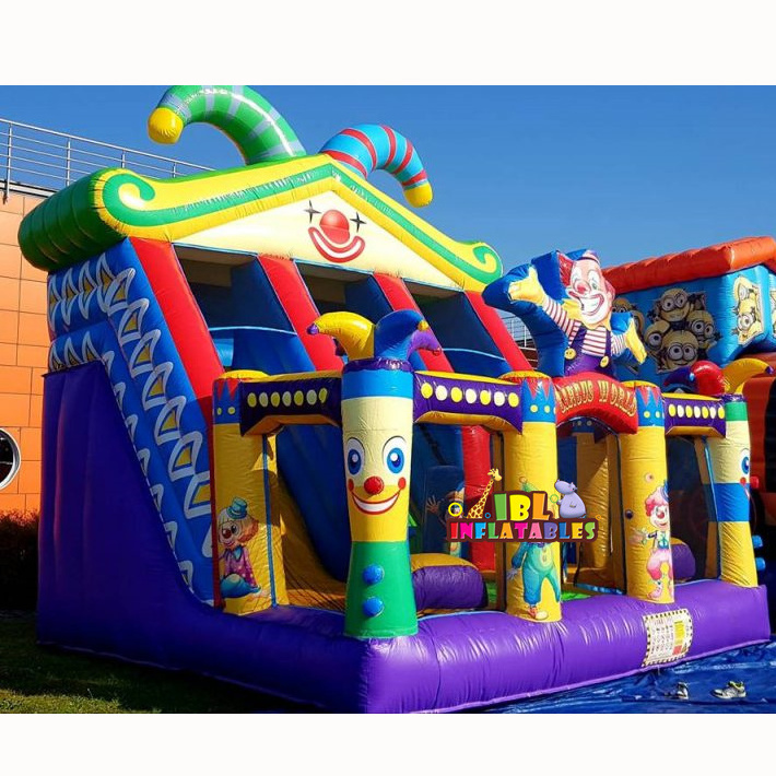 cheap Circus Playground Inflatable Tobogan Inflatable Slope Inflatable Double Lane Dry Slide for kids