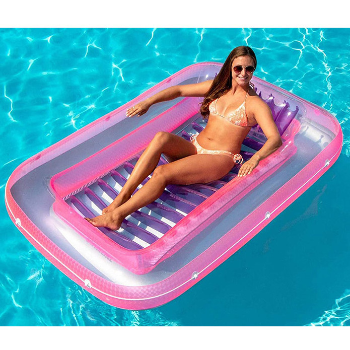 plastic inflatable water swimming bed mattress float with pillow PVC inflatable tanning pool suntan tub