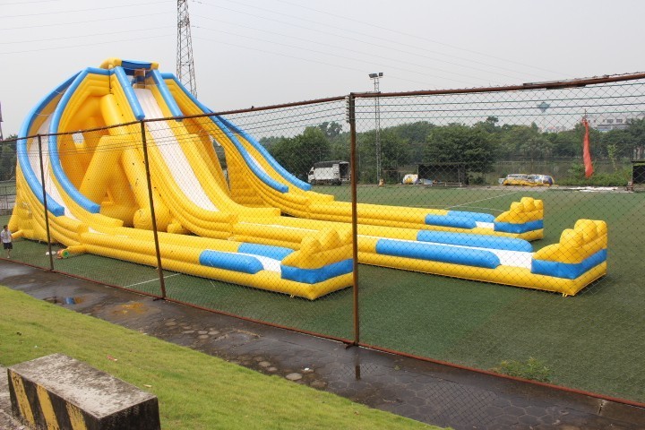 Commercial huge adult three lane hippo water slide inflatable trippo slide for sale