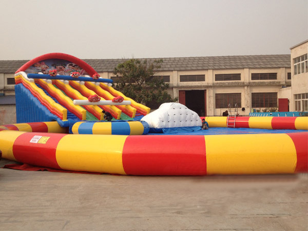 hot sale Kids inflatable water park with pool giant inflatable water slide with pool for rental