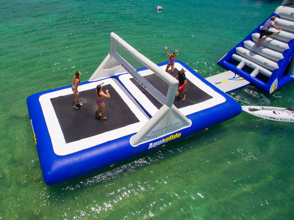 Inflatable Water Trampoline Volleyball Court Giant inflatable water volleyball court with trampoline for kids and adults