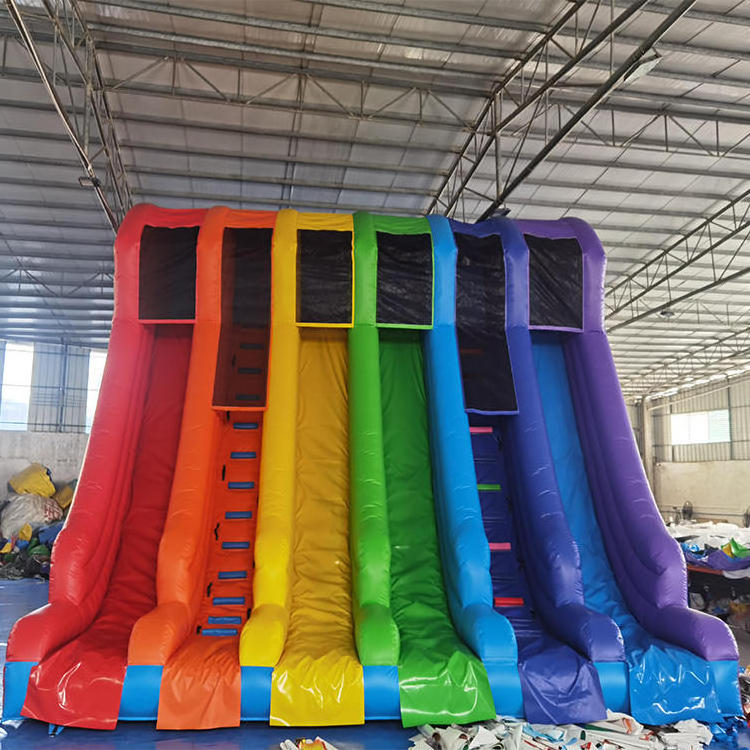 rainbow 6 lane inflatable water slide and slip for adult kid