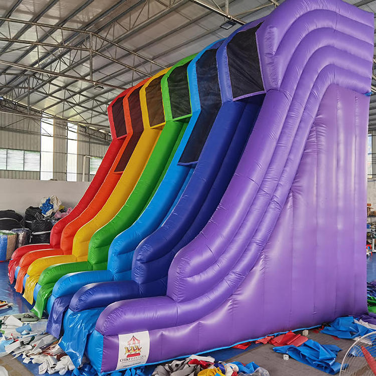 rainbow 6 lane inflatable water slide and slip for adult kid