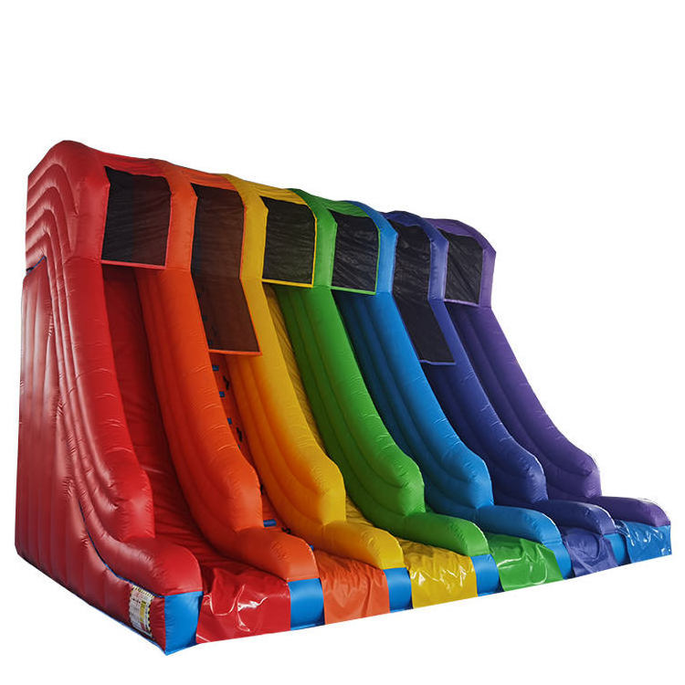 rainbow 6 lane inflatable water slide and slip for adult kid