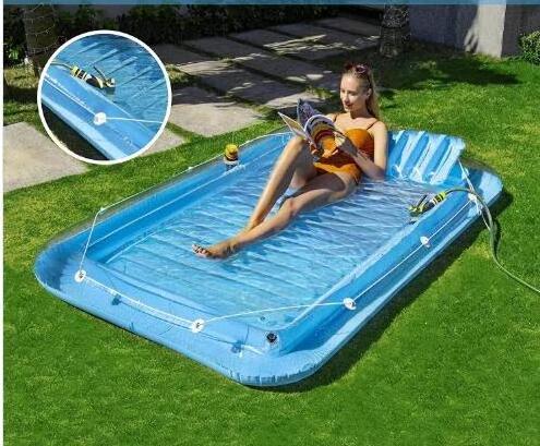 plastic inflatable water swimming bed mattress float with pillow PVC inflatable tanning pool suntan tub