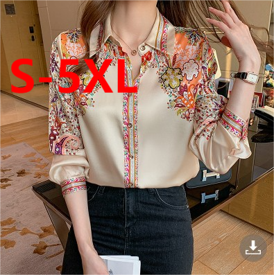 Plus Size Women's Blouses & Shirts Long Sleeve Chiffon Shirts Printed Female Blouses Elegant Ladies Office Work Wear Ladies Tops