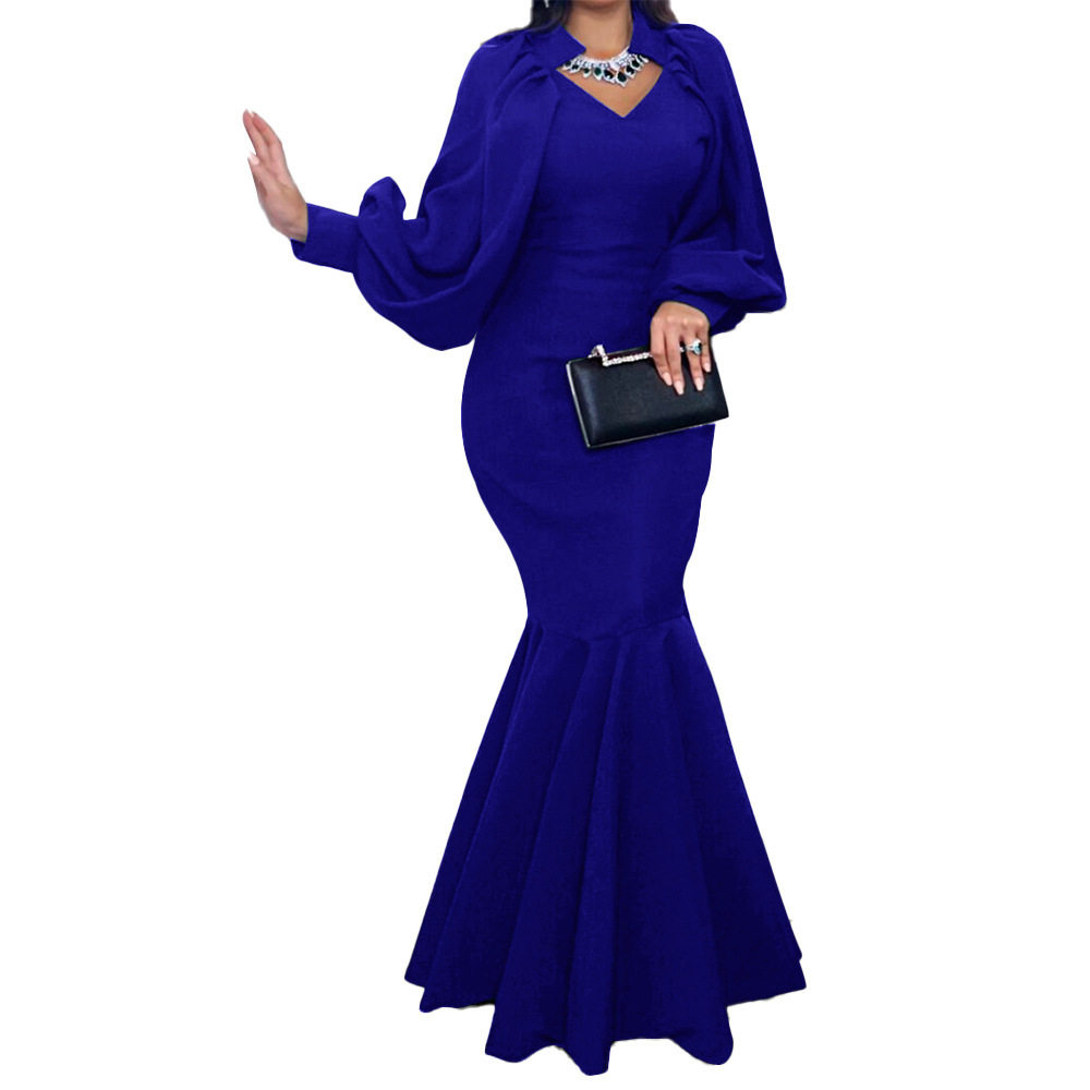 Most popular slim frock plus size bride mom evening gown long sleeve maxi dresses women mermaid party frocks for women