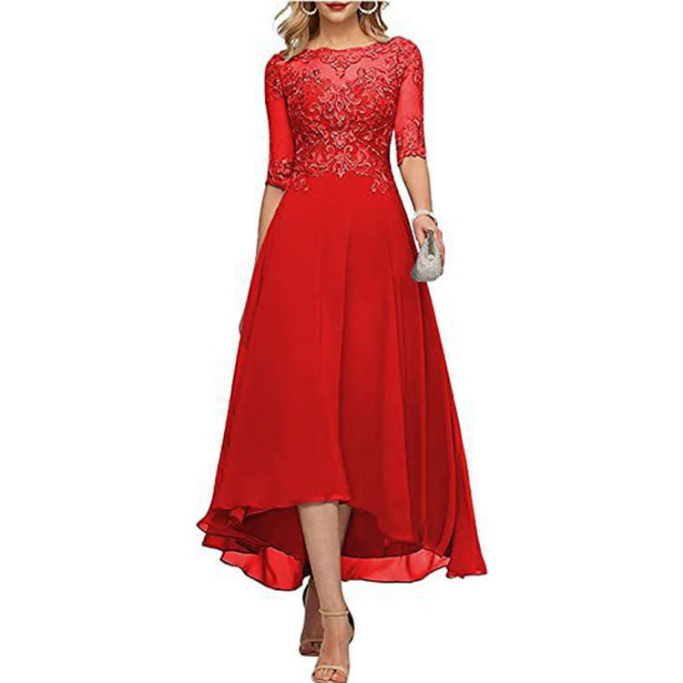 Luxury lace lady prom dresses 2023 elegant dinner party chiffon vestidos de noche plus size evening ball gown dress women