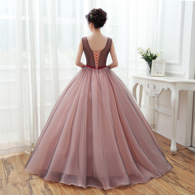 V-neck Sleeveless Classic Flower Appliques Noble Ball Gown Sweet Quinceanera Dresses