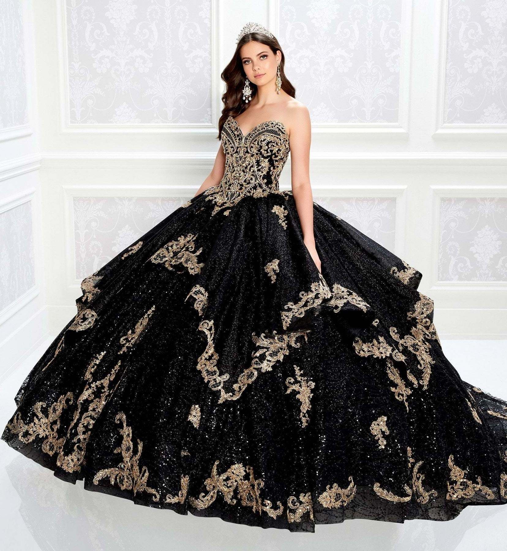 Sweetheart Neckline Glitter Tulle Embroidered Prom Evening Dresses Ball Gown Quinceanera Dress