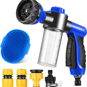 car wash spray nozzle with a soap dispenser 8 In 1 spray patterns hose water gun for watering plants lawn bathing pets