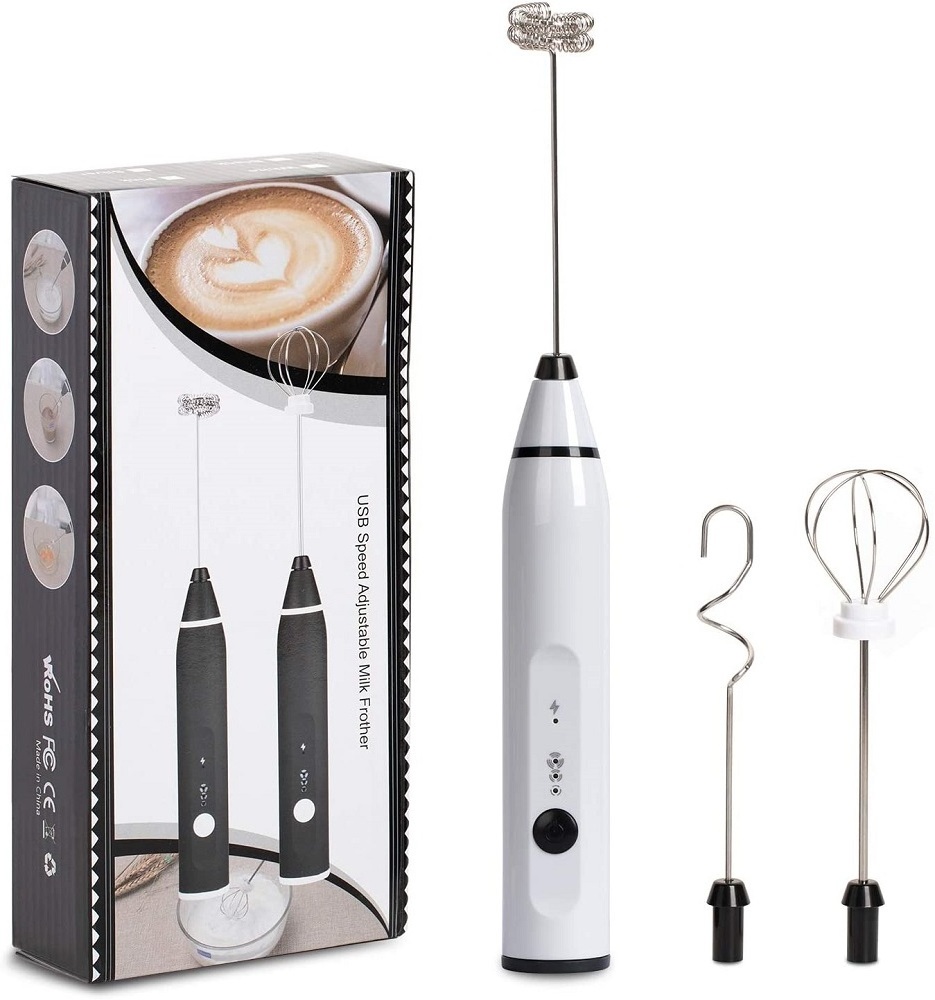 Pink usb rechargeable milk frother handheld coffee foam maker electric egg beater and milk frother heater glass milk frother