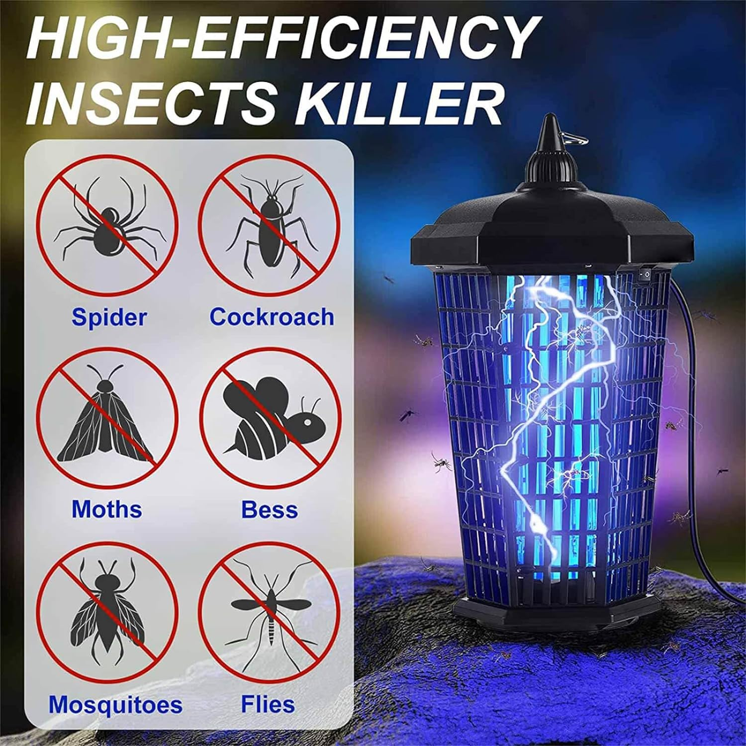 Waterproof Insect Killer Electronic Light Bulb Lamp Home Garden Patio Backyard Plug in Electric Mosquito Zapper