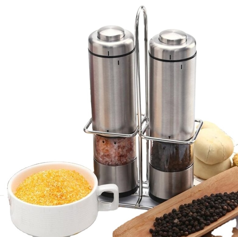 2PCS Pack of One-Button Automatic Electric Spice Mill, Pepper Grinder Bottle,Portable Pepper Mill Grinder Kitchen Accessories