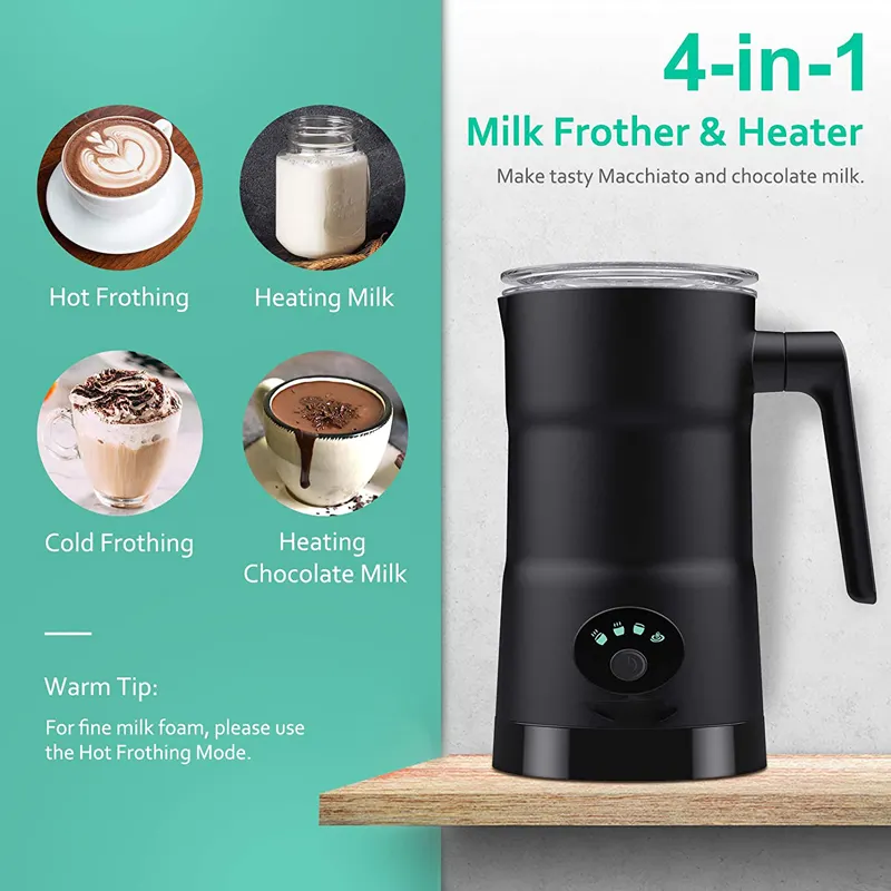 Extra-large 17oz Electric Milk Steamer Coffee Frother Cold Hot Milk Warmer One Touch Milk Foam Maker