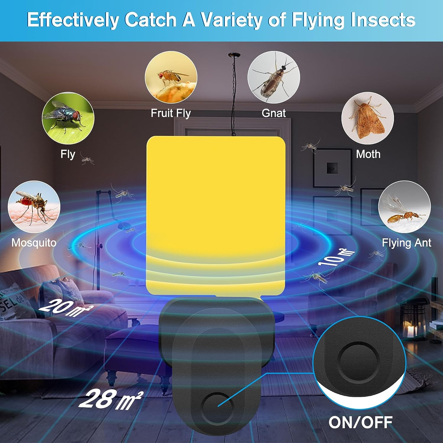 Indoor Safe Non-Toxic UV Light Attractant Upgrade Plug-In Mosquito Trap Gnat KillerNight Light Fly Trap