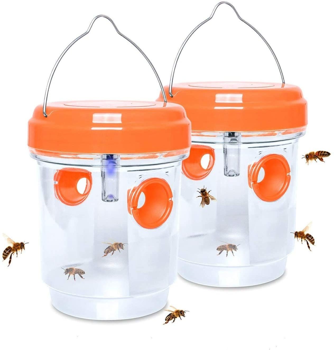 Outdoor solar wasp flies trap killer with light hanging bees insects,reusable wasp fly insect traps