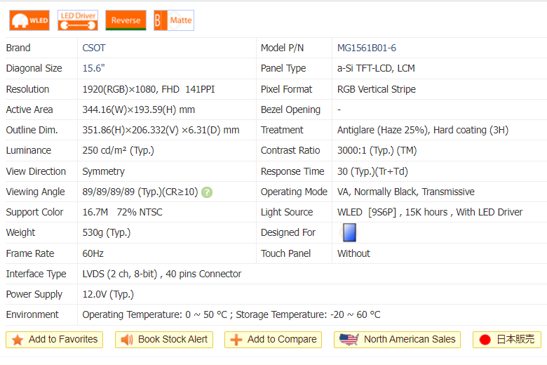 15.6inch 1920*080 High Brightness Lcd Module Display Monitor Ips Screen Capacitive Touch Panel