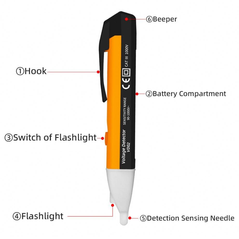 High Safty Detector Tools Electronic Pencil Test With Alarm& Live/Null Wire Judgment, LED Flashlight