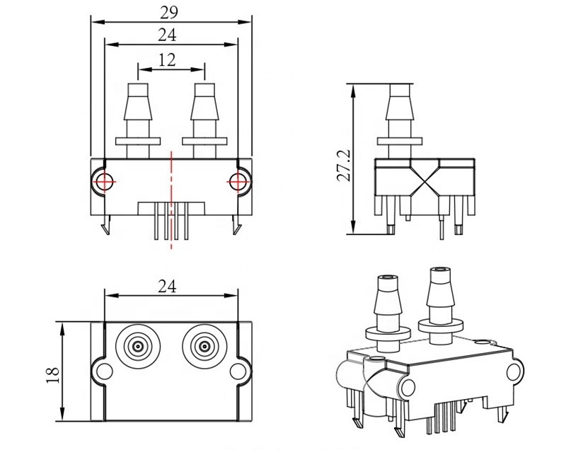 Digital differential pressure sensor ADP810 gas flow meter for measuring air with low range and high accuracy