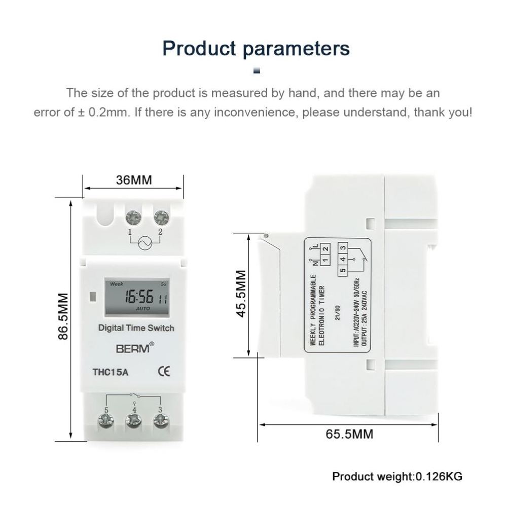 THC15A weekly or daily digital programmable timer switch 220V 25A current microcomputer time control switch