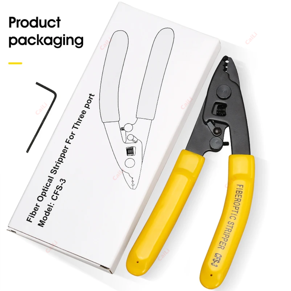 3 packs Fiber Optic Tool Kit CFS-3 Double/Three-Port Fiber Optical Stripper and Aramid Scissors and 3mm * 2mm Wire Stripper