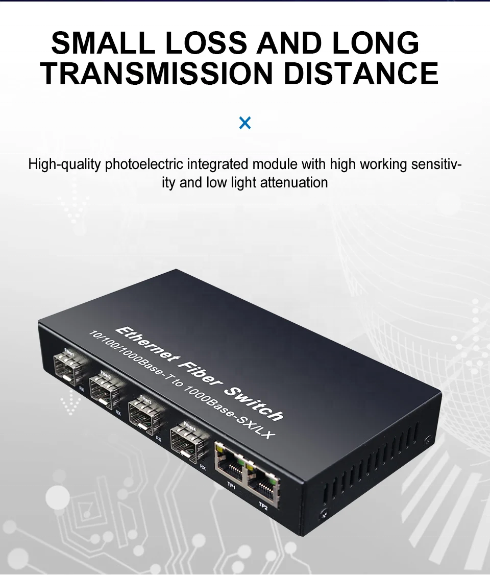 Gigabit SFP Fiber Switch 1000Mbps Optical Media Converter 4 * SFP Fiber Port and 2 RJ45 UTP Port 4/8G2E Fiber Ethernet Switch