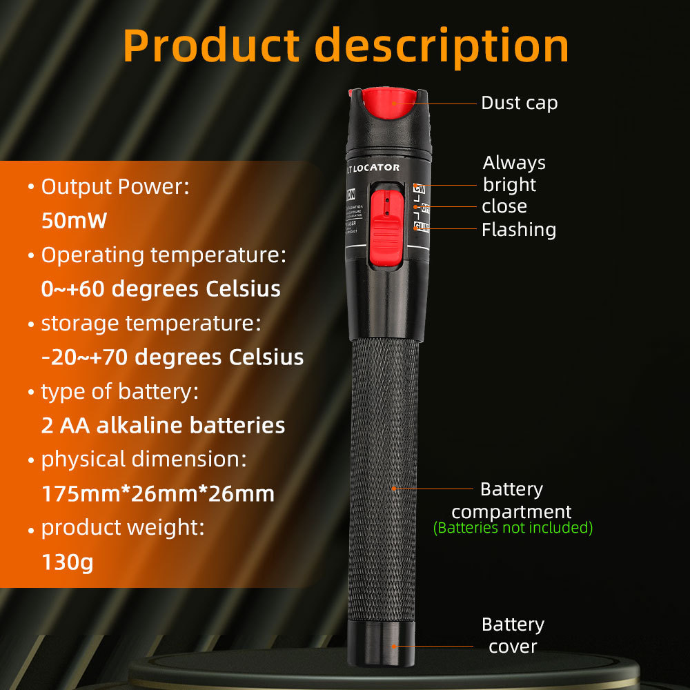 High Performance 50mW VFL Optical Red Light Laser Rotary Pen Fiber Visual Fault Locator FTTH Wireless LAN Compatible 4G Network