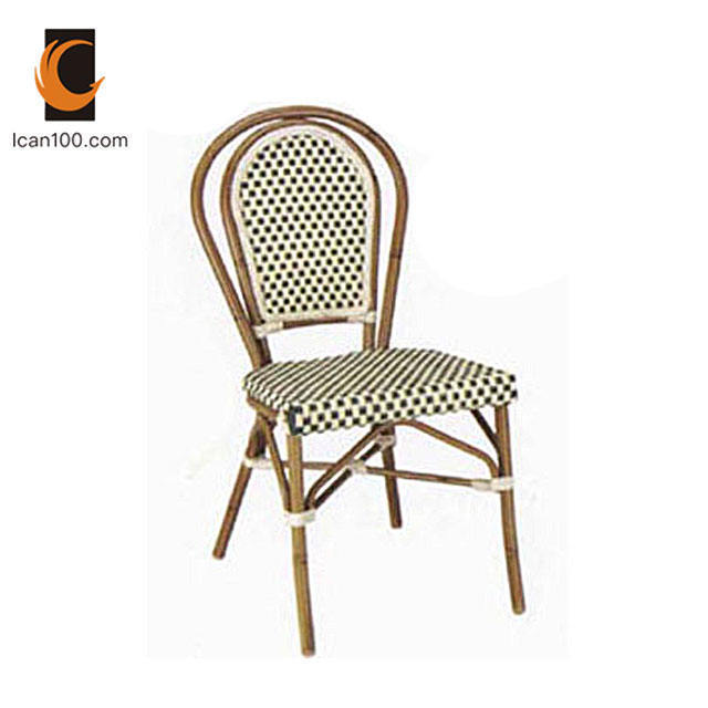 French Style Hotel Furniture Armless Stackable Dine Chair Dining Room Leisure Lounge Chair Rattan Hotel Chair