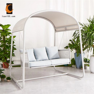 Hammock Hanging Swing Chair Metal Double Swing Chair Outdoor Garden Furniture With Canopy Patio Rattan Garden Chairs