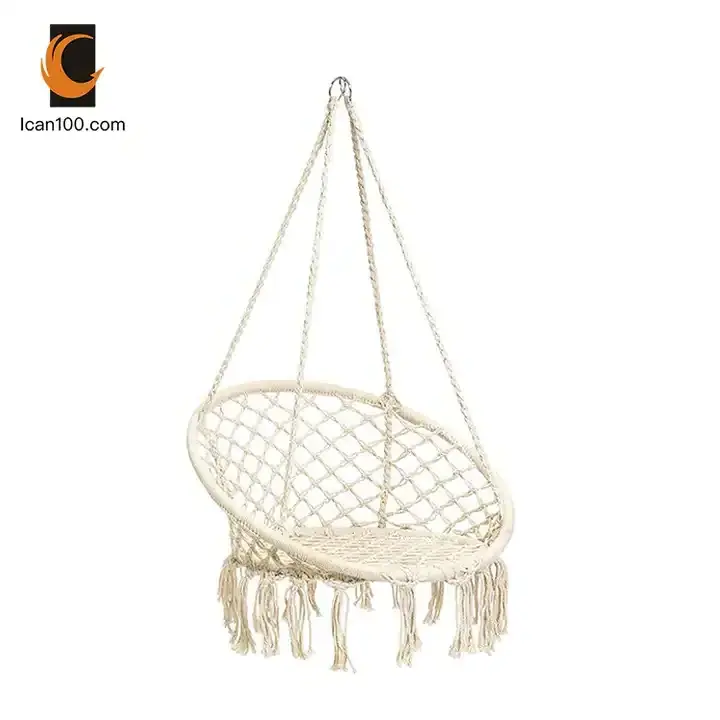 Indoor Outdoor Rope Living Room Hanging Swing Chairs Cotton Camping Hammock Hanging Basket Chair