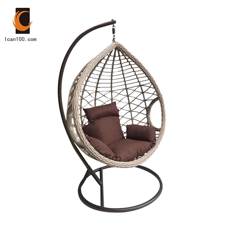 Hot Design Comfortable Iron Rattan A Swing Hanging Chair For Bedroom Egg Chair With Stand